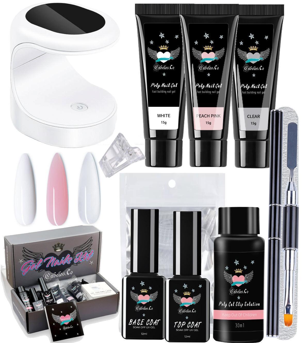 Polygel Nagelkit med Uv Lampa, Polygel Neglekit med Uv Lampe, Polygel Nail Kit with Uv Lamp
