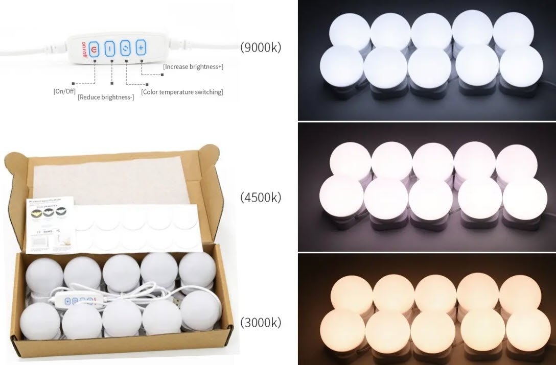 10 Lampor Spegel Belysning Kit - SugarPepper.se