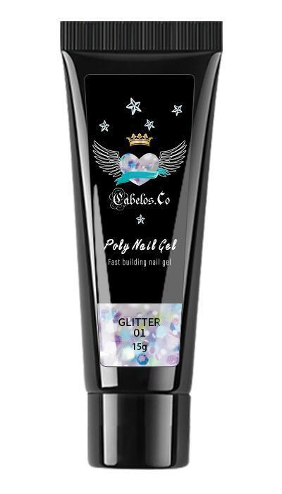 Polygel Gele Glitter negle 15g - SugarPepper.dk