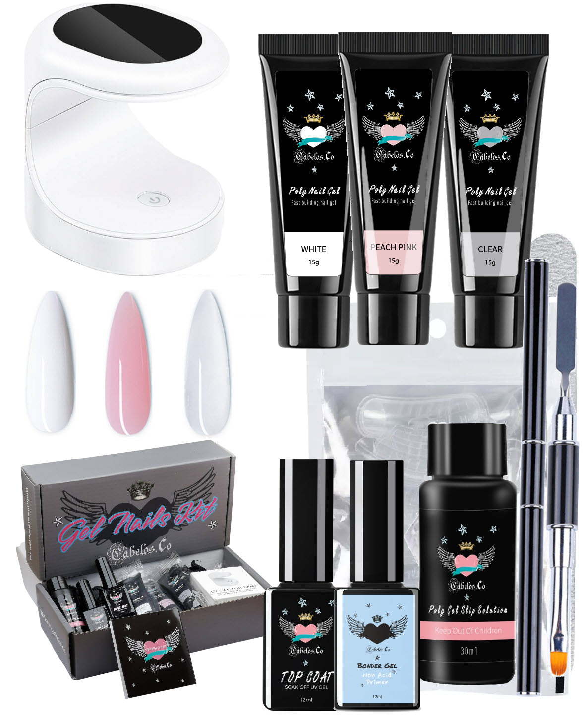 DIY polygel nagelförlängning kit med komplett tillbehör